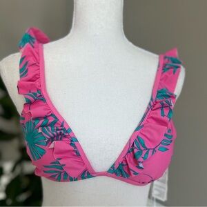 Sisstrevolution Woman Ruffles Sleeve Bikini Top Sz L NWT